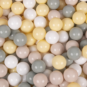 KiddyMoon Aire Velvet De Jeux en Mousse avec Rond Piscine à Balles pour Enfants, rose des sables: beige pastel/gris de vert/jaune pastel/blanc, Piscine (200 Balles) + Version 5