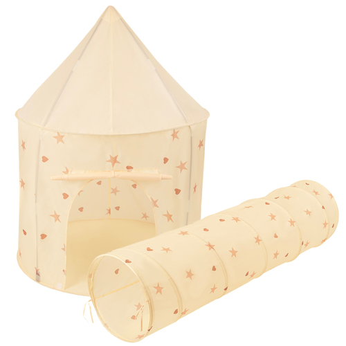 Tente De Jeu Avec Tunnel Aventure Favorise Mouvement Et Créativité, beige clair, tunnel + tente