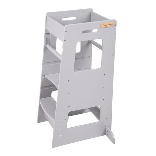 KiddyMoon Tour D'Apprentissage/D'Observation Montessori pour Enfant en Bois 3 Hauteurs Réglables Pieds Anti-Bascule, Gris, 91,5x39,3x49,4