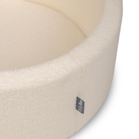 KiddyMoon Piscine à Balles Boules 7 cm pour un Remplissage plus Généreux Pour Bébés au Housse Teddy, Convient dès 8 Mois, crème, 90x30cm/SANS balles