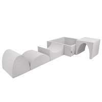 KiddyMoon Aire De Jeux en Mousse avec Carré Piscine À Balles pour Enfants, gris clair: perle/gris/transparent/babyblue/menthe, Piscine (300 Balles) + Version 1