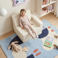 KiddyMoon Fauteuil Enfant Et Housse Teddy, Fauteuil pour Enfants d'enfants Matelas Pliable Matelas, crème, Fauteuil