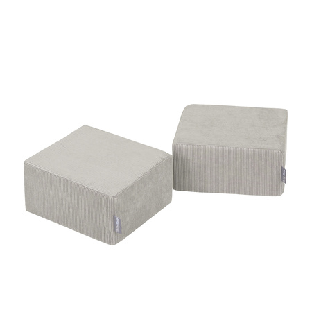 KiddyMoon Canapé en Mousse pour Enfants avec Deux Poufs Pour chambre d'enfant Léger Confortable Polyvalent Housse Amovible Design Moderne Parfait pour Jouer, gris clair, Canapé/Pouf