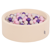 KiddyMoon Piscine à Balles ∅ 7Cm pour Bébé Rond Fabriqué En UE, beige: beige pastel/rose poudré/perle/violet, 90x30cm/200 balles