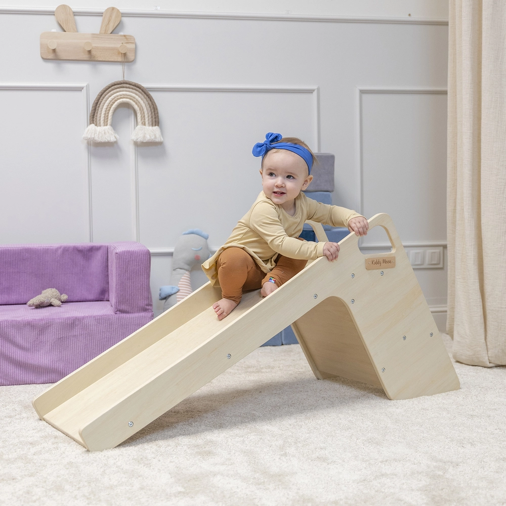 Toboggan En Bois pour Enfants 2 en 1 Chaise Bébé, gris, Grand