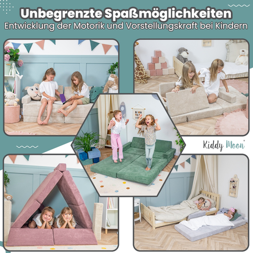 KiddyMoon Canapés Pliant pour Enfants Canapé-Lit Convertible Bébés-Canapé Lit Coucher Salle de Jeux Pliable Matelas au Sol Mini-Canapé Chaise-Lit, gris clair, Canapés