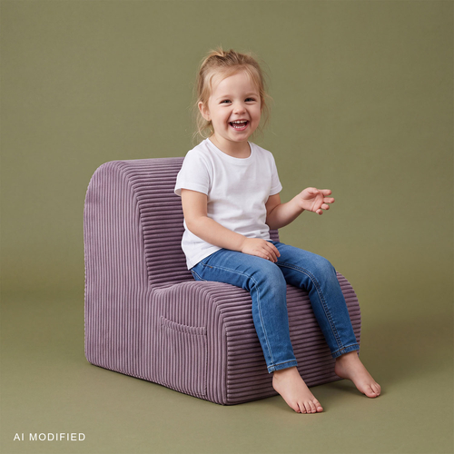KiddyMoon fauteuil enfant à poche, housse zippée, assise confortable, violet, Taille unique