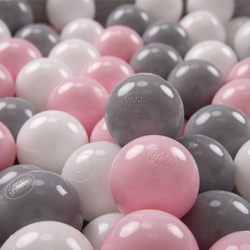 KiddyMoon Balles pour Piscine Colorées ∅6cm Plastique Enfant Bébé Fabriqué en EU, blanc/gris/rose poudré, 500 Balles/6cm