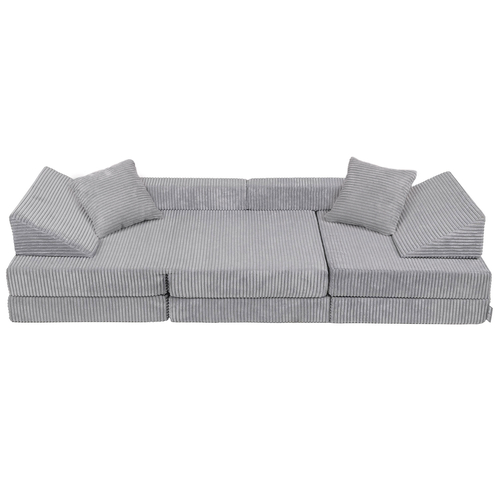KiddyMoon Canapé Pliant pour Enfants, Canapé Convertible pour Chambre et Salle de Jeux, Matelas au Sol, Mini-Canapé, gris foncé, Canapés avec 2 Oreillers