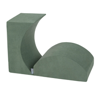 KiddyMoon Velours Aire De Jeux en Mousse pour Enfants, Élément Rampe/Semi-rouleau PPZV-222, vert forêt, Multi-Taille