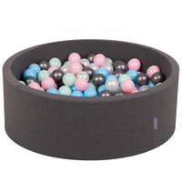 KiddyMoon Piscine à Balles ∅ 7Cm pour Bébé Rond Fabriqué En UE, gris foncé:perle/rose clair/babyblue/menthe/argent, 90x30cm/300 Balles