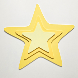 Déco murale KiddyMoon Relief 3D décoration en bois contreplaqué, étoile : jaune, UNI