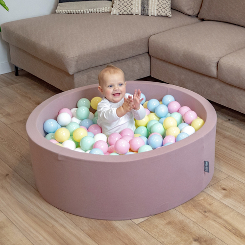 KiddyMoon Balles Colorées Plastique ∅7cm pour Piscine Enfant Bébé Fabriqué en EU, bleu pastel/jaune pastel/blanc/menthe/rose poudré, 50 Balles/7cm