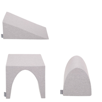 KiddyMoon Aire De Jeux en Mousse avec Quart Angulaire Piscine À Balles pour Bébé, gris clair: blanc/gris/rose poudré, Piscine (300 Balles) + Version 2