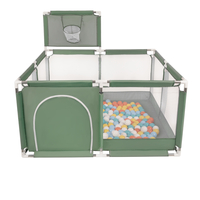 parc bébé avec balles plastiques aire de jeu pliable basket, vert : blanc/jaune/orange/babyblue/turquoise, 200 balles