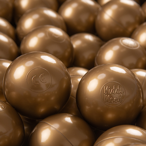 KiddyMoon Balles Colorées Plastique ∅7cm pour Piscine Enfant Bébé Fabriqué en EU, d'or, 100 Balles/7cm