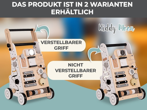 KiddyMoon Trotteur avec un Tableau D'activité, Chariot de Marche pour Bébé, Noir-Blanc, Standard