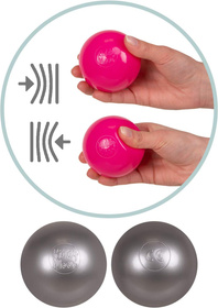 KiddyMoon Balles Colorées Plastique ∅7cm pour Piscine Enfant Bébé Fabriqué en EU, beige pastel/blanc/or, 50 Balles/7cm