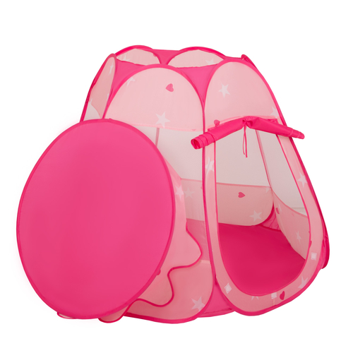 Tente Château Pour Enfants Tente de Jeu Avec Balles Colorées Jouet Cabane Pop-up Château Facile À Monter Maison de Jeu Pour Intérieur et Extérieur, rose: perle-gris-transparent-rose poudré, 105x90cm/600 balles