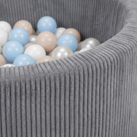 KiddyMoon Piscine Bébé, Piscine À Balles Pour Bébé Et Enfant, Piscine Enfant En Mousse Douce, Housse Côtelée Lavable, Gris foncé: Beige pastel/Bleu pastel/Blanc/Perle, 90x30cm/200 Balles