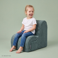 KiddyMoon fauteuil enfant à poche, housse zippée, assise confortable, vert, Taille unique