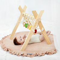 Jouet d'Activité avec 3 Pendentifs Portique d'Éveil Arche de Jeux Baby Gym, naturel, Taille unique