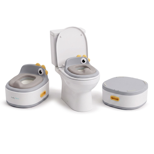 KiddyMoon Pot de Toilette pour Enfants 3 en 1 avec Réducteur et Marchepied, gris, UNI