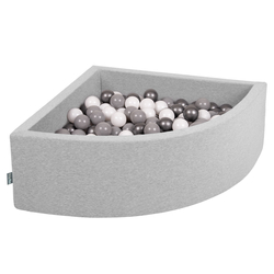 KiddyMoon Piscine à Balles ∅ 7Cm pour Bébé Quart Angulaire Fabriqué En UE, gris clair: blanc/gris/argenté, 90x30cm/200 Balles
