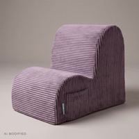 KiddyMoon fauteuil enfant à poche, housse zippée, assise confortable, violet, Taille unique