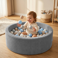 KiddyMoon Piscine Bébé 90 X 30 Cm Avec 200 Balles, Piscine À Balles Pour Bébé Et Enfant, Piscine Enfant En Mousse Douce, Housse Côtelée Lavable, Gris foncé: Blanc/Gris/Menthe, 90x30cm/200 Balles