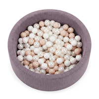KiddyMoon Piscine Bébé, Piscine À Balles Pour Bébé Et Enfant, Piscine Enfant En Mousse Douce, Housse Côtelée Lavable, Violet: Beige pastel/Blanc/Perle, 90x30cm/200 Balles