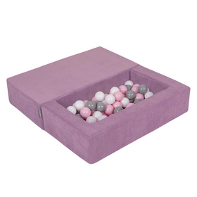 KiddyMoon Canapé en Mousse pour Enfants avec Balles Pour chambre d'enfant Léger Modulable Confortable Housse Amovible Parfait pour Jouer Lire et Se Détendre, violet: blanc/gris/rose poudré, Canapé + 100 Balles