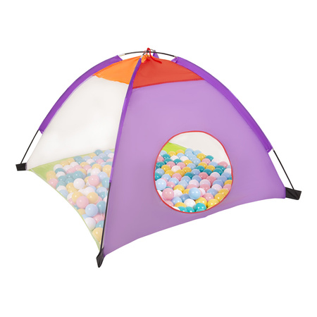 3en1 Tente de Jeux avec Tunnel Piscine à Boules avec Balles pour Enfants, mix:balnc/jaune/babyblue/rose poudré/turquoise, 100 balles