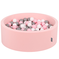 KiddyMoon Piscine à Balles ∅ 7Cm pour Bébé Rond Fabriqué En UE, rose: blanc/gris/rose poudré, 90x30cm/300 balles