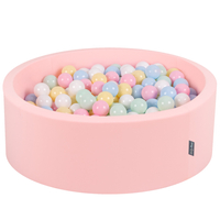 KiddyMoon Piscine à Balles ∅ 7Cm pour Bébé Rond Fabriqué En UE, rose: bleu pastel/jaune pastel/blanc/menthe/rose poudré, 90x30cm/200 Balles