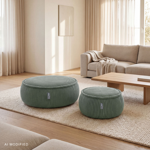KiddyMoon Pouf enfant en mousse avec housse amovible, gris clair, L