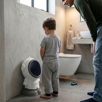 KiddyMoon Pot Bébé Urinoir pour Enfants, Hauteur Réglable Motif Astronaute, blanc, UNI