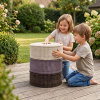 KiddyMoon Ensemble 3 Modules en Mousse pour Enfants pour Chambre D'enfant, beige-brun-violet, Sx3