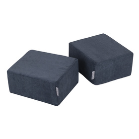 KiddyMoon Ensemble de Deux Poufs en Mousse pour Enfants Siège Pour chambre d'enfant Confortable Léger Housse Amovible Design Élégant Idéal pour Jouer et Se Détendre, bleu foncé, Pouf