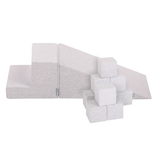 KiddyMoon Aire de Jeux Cubes Pente et Marche PPZ-253, gris clair, Multi-Taille
