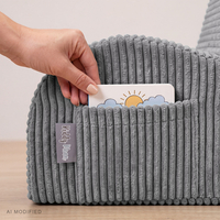 KiddyMoon fauteuil enfant à poche, housse zippée, assise confortable, gris foncé, Taille unique