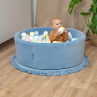 KiddyMoon Velours Piscine à Balles ∅7Cm pour Bébé Rond Fabriqué en EU, beige sableux: beige pastel/blanc/perle, 90x30cm/200 balles