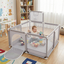 parc bébé avec balles plastiques aire de jeu pliable basket, Gris, SANS Balles