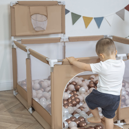 parc bébé avec balles plastiques aire de jeu pliable basket, beige, SANS Balles