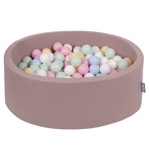 KiddyMoon Piscine À Balles ∅ 7Cm pour Bébé Rond Fabriqué en UE, Béruée: bleu pastel/jaune pastel/blanc/menthe/rose poudre, 90x30cm/200 Balles