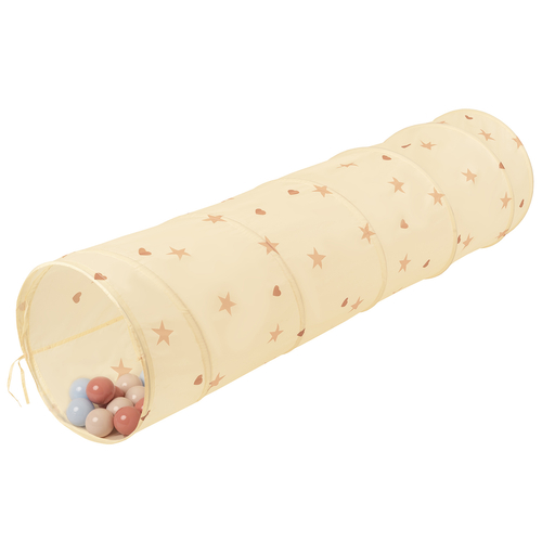 Tunnel Pliable pour Enfants Tunnel De Jeu avec Balles Jouet De Pliable Pop-Up pour Bébé Idéal pour Jouer À L'intérieur Et À L'extérieur, beige clair: beige pastel/bleu pastel/saumon,