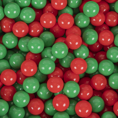 KiddyMoon Balles Colorées Plastique ∅7cm pour Piscine Enfant Bébé Fabriqué en EU, vert/rouge