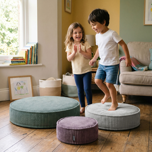 KiddyMoon Ensemble 3 Modules en Mousse pour Enfants pour Chambre D'enfant, fioletowy-jasnoszary-zielony