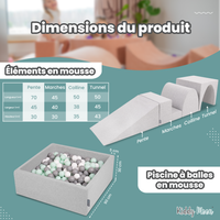 KiddyMoon aire de jeux en mousse pente L/colline/tunnel/marché, gris clair, Multi-Taille