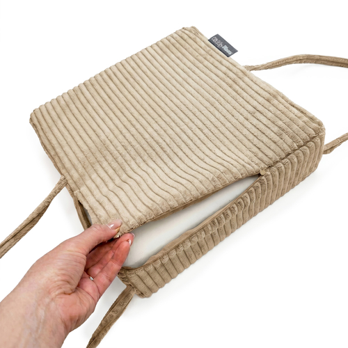 KiddyMoon Coussin Rehausseur De Chaise Enfant, Assise Rehaussée 10 Cm Avec Housse Lavable Et Liens d’Attache, beige, 33x33x10